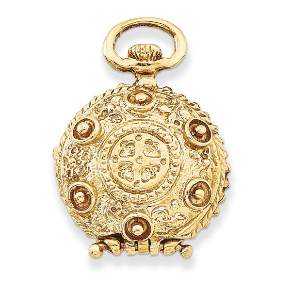 Solid,Casted,Polished,14K Yellow Gold,Reversible,Not Engraveable By QG,Holds 2 Photos