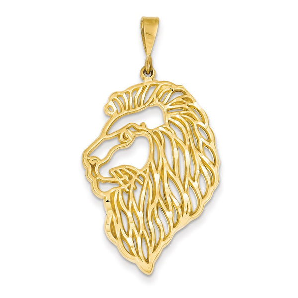 14K Yellow Gold  Filigree Lions Head Pendant