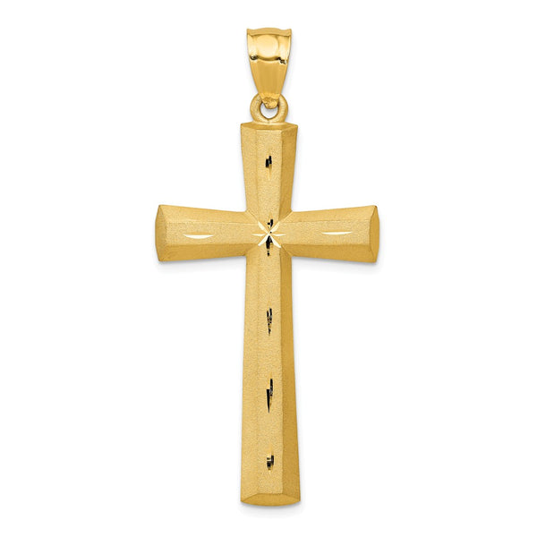 Solid,Casted,Diamond Cut,Satin,14K Yellow Gold,Open Back