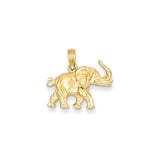 14K Yellow Gold  Satin 3-D Elephant Pendant