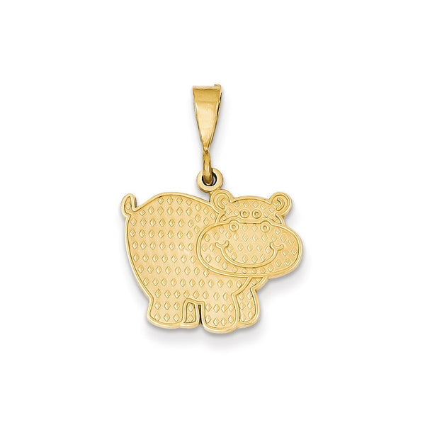 14K Yellow Gold  Polished Hippo Pendant