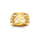 14k Yellow Gold High Polished Woven Dome Ring