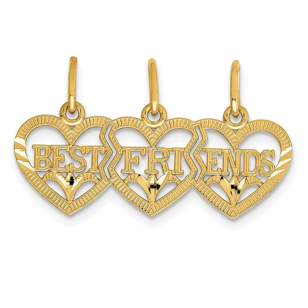 Diamond Cut,Polished,14K Yellow Gold,Textured,2-Piece Break Apart