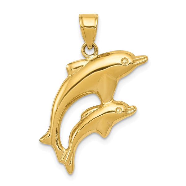 Solid,Casted,Polished,3-D,14K Yellow Gold,Hollow
