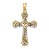 Solid,Casted,Diamond Cut,Polished,14K Two-Tone,Filigree,Textured Back