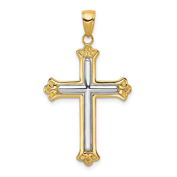 Polished,14K Two-Tone,Open Back,Textured Back