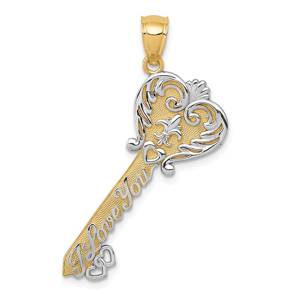 Polished,14K Yellow Gold,Rhodium,Textured