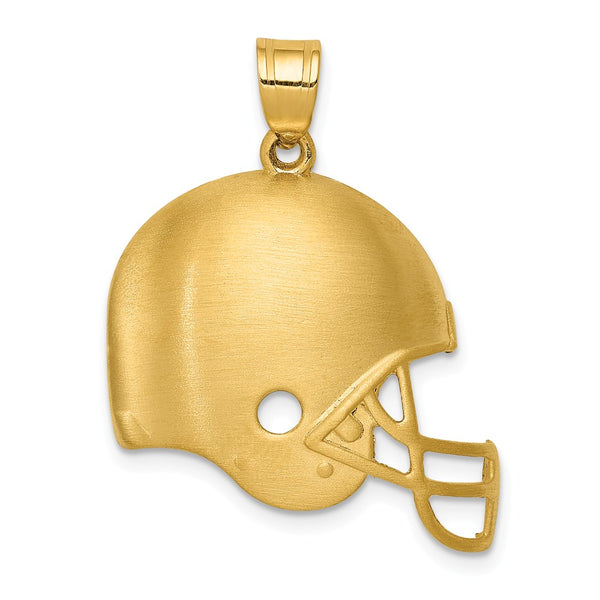14K Yellow Gold Brushed Football Helmet Pendant