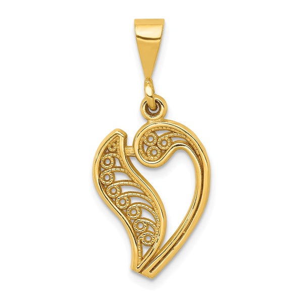 Solid,Casted,Polished,14K Yellow Gold,Filigree