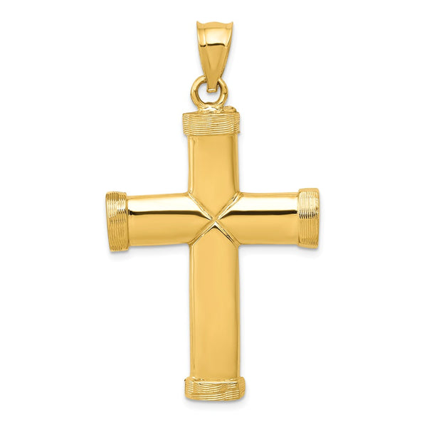 Solid,Casted,Polished,14K Yellow Gold,Open Back,Textured,Concave,Coffee Finish