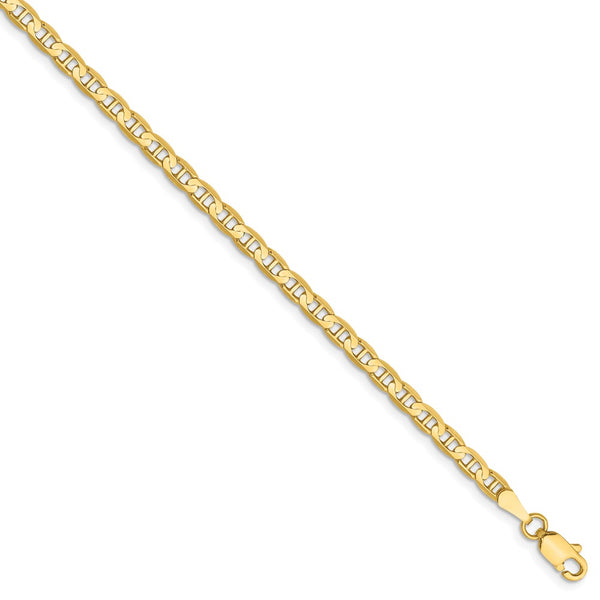 Solid,Polished,14K Yellow Gold,Lobster Clasp,Concave
