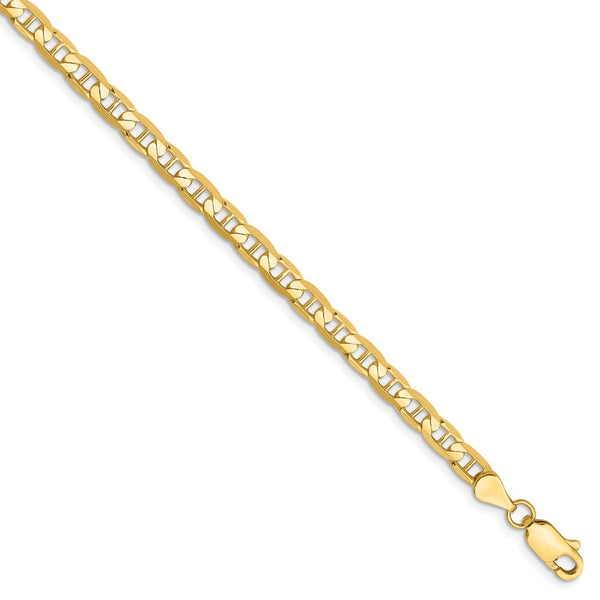 Solid,Polished,14K Yellow Gold,Lobster Clasp,Concave