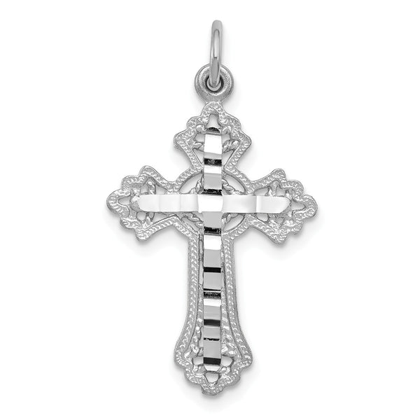 Solid,Casted,Diamond Cut,Polished,14K White Gold,Textured,Textured Back