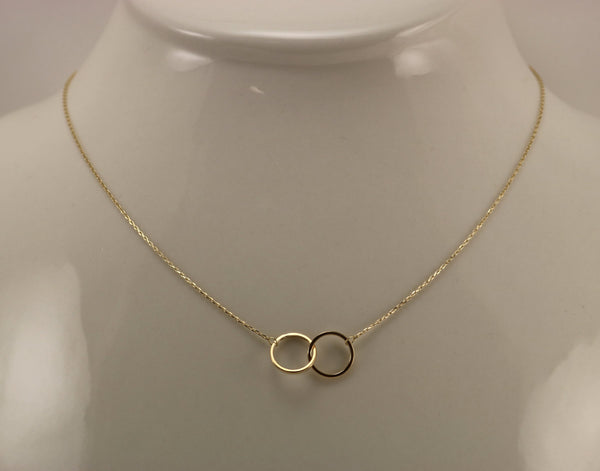 14K Yellow Gold Double Circle "You & Me" Necklace