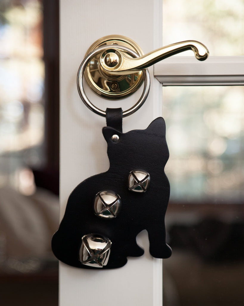 door decoration cat black silver bells