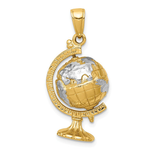 Solid,Polished,3-D,14K Yellow Gold & Rhodium,Moveable