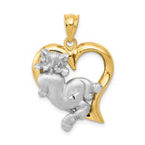 Solid,Casted,Diamond Cut,Satin,14K Two-Tone,Open Back,Heart