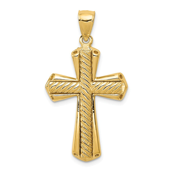 Solid,Casted,Polished,14K Yellow Gold,Not Engraveable,Textured,Textured Back