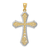 Solid,Casted,Diamond Cut,Open Back,14K Yellow Gold & Rhodium,Filigree,Textured