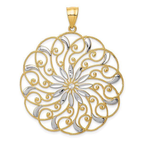 14K,Yellow Gold,Fancy Pendants,Pendants & Charms,Rhodium