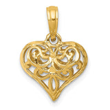 Polished,14K Yellow Gold,Hollow,Filigree,Diamond Cut