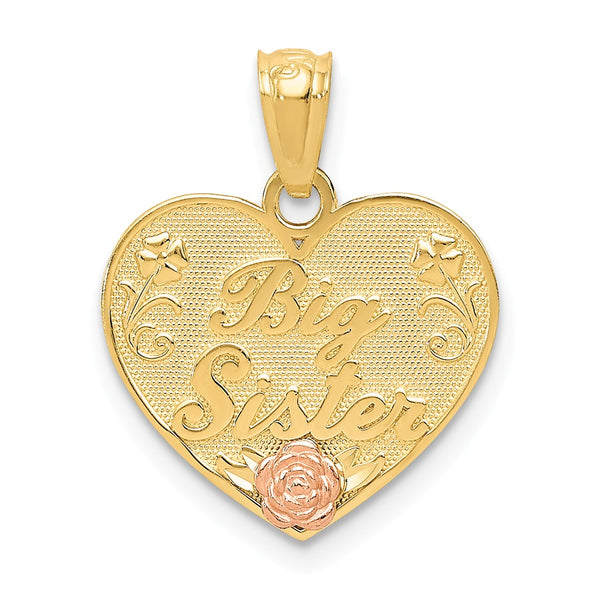 Polished,14K Two-Tone,Textured Back,Heart