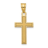Polished,14K Yellow Gold,Satin Back,Front Center Sand Blasted