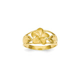 14K Yellow Gold High Polished Ribbed Dome Ring
