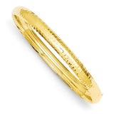 Bracelets,Bangle,Gold,Yellow,14K,7 mm,7 mm,Fold Over Catch,Hinged,Hammered,Semi-Solid,Above $600