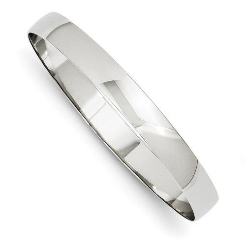 Bracelets,Bangle,Gold,White,14K,8 mm,Polished,Rhodium,8 mm,Solid,Above $600