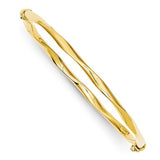 Bracelets,Bangle,Gold,Yellow,14K,4 mm,Polished,4 mm,Hinged,Safety Clasp