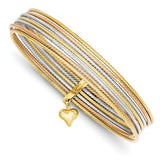 Bracelets,Bangle,Gold,Tri-Color,14K,1 mm,Polished,1 mm,Semi-Solid,Bangle Bracelets