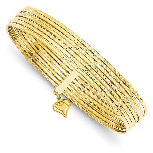 Bracelets,Bangle,Gold,Yellow,14K,1 mm,Polished,8 in,1 mm,Semi-Solid,Bangle Bracelets