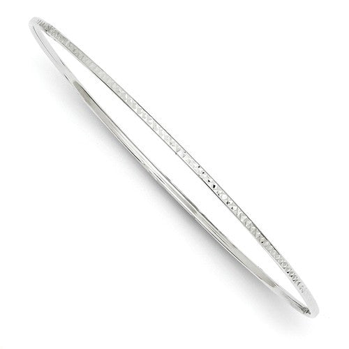 Bracelets,Bangle,Gold,White,14K,1.5 mm,Polished,Rhodium,1.5 mm,Diamond-cut,Semi-Solid,Between $100-$200