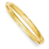 Bracelets,Bangle,Gold,Yellow,14K,7 mm,Polished & Brushed,7 mm,Fold Over Catch,Hinged,Safety Clasp,Above $600