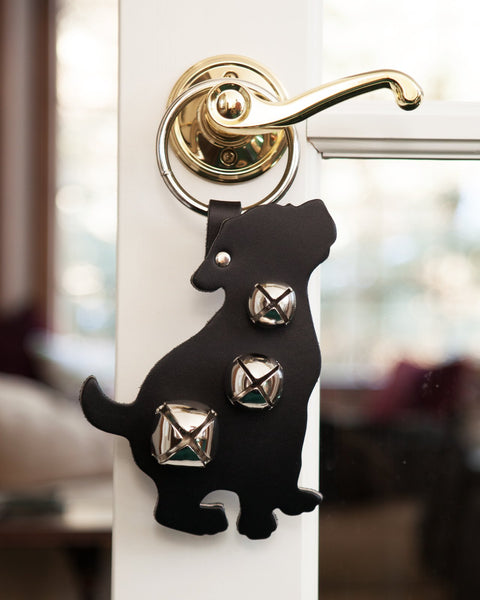 door decoration dog black silver bells