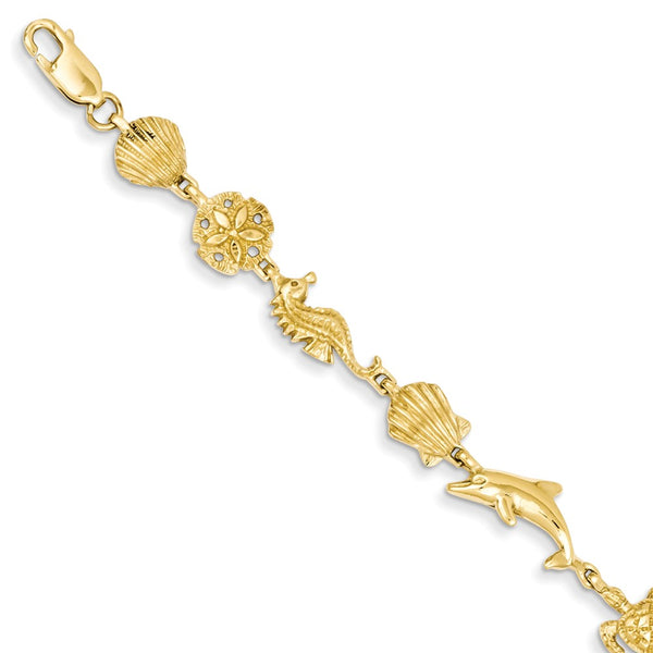 Polished,14K Yellow Gold,Lobster Clasp,Textured