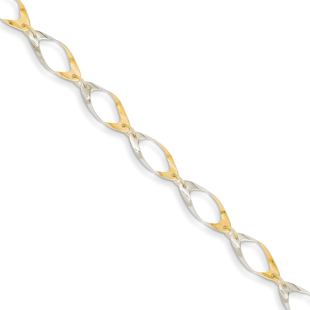 Polished,Lobster Clasp,14K Yellow Gold & Rhodium