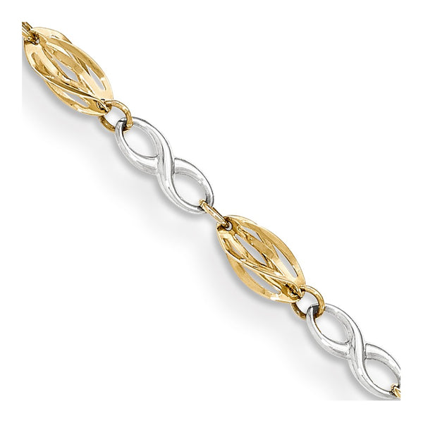 Polished,14K Two-Tone,Fancy Lobster Clasp