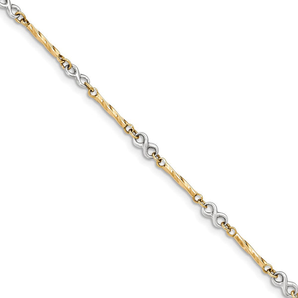 Polished,14K Two-Tone,Hollow,Fancy Lobster Clasp