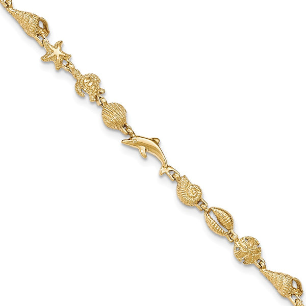 Polished,14K Yellow Gold,Open Back,Lobster Clasp,Textured