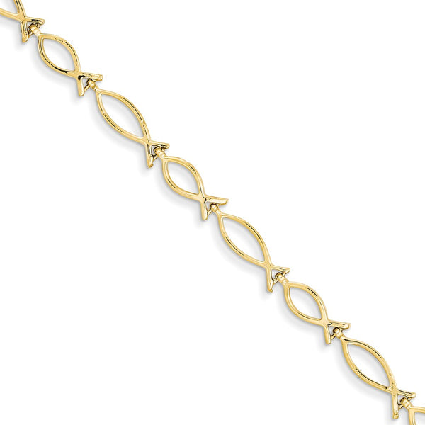 Solid,Casted,Polished,14K Yellow Gold,Fancy Lobster Clasp,Textured Back