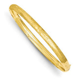 Bracelets,Bangle,Gold,Yellow,14K,15 mm,Brushed,7 in,15 mm,Hinged,Diamond-cut,Safety Bar,Bangle Bracelets