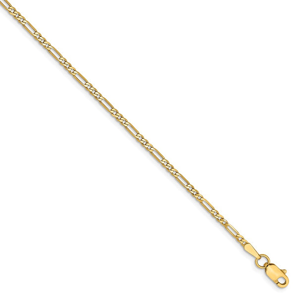 Solid,Polished,14K Yellow Gold,Lobster Clasp,Flat