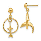 Polished,3-D,14K Yellow Gold,Post,Dangle