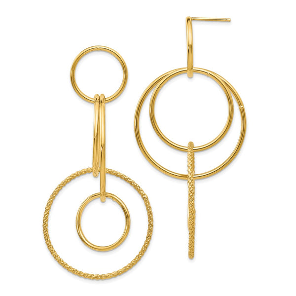 Polished,14K Yellow Gold,Post,Textured