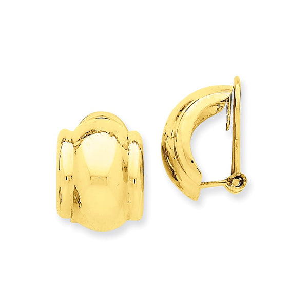 Polished,14K Yellow Gold,Open Back,Hollow,Non-Pierced