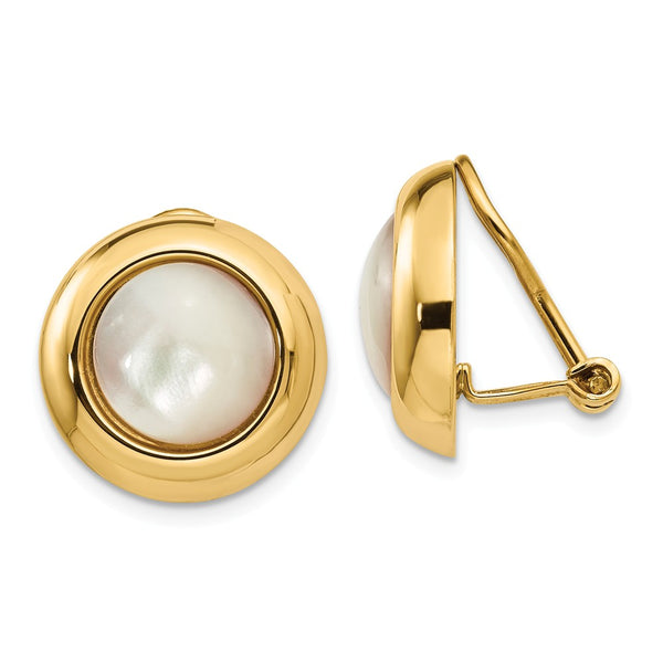 Polished,14K Yellow Gold,Non-Pierced,Mother Of Pearl