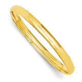 Bracelets,Bangle,Gold,Yellow,14K,7 mm,Polished,7 in,7 mm,Hinged,Safety Bar,Above $600
