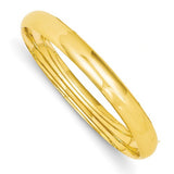 Bracelets,Bangle,Gold,Yellow,14K,8 mm,Polished,7 in,8 mm,Hinged,Safety Bar,Above $600